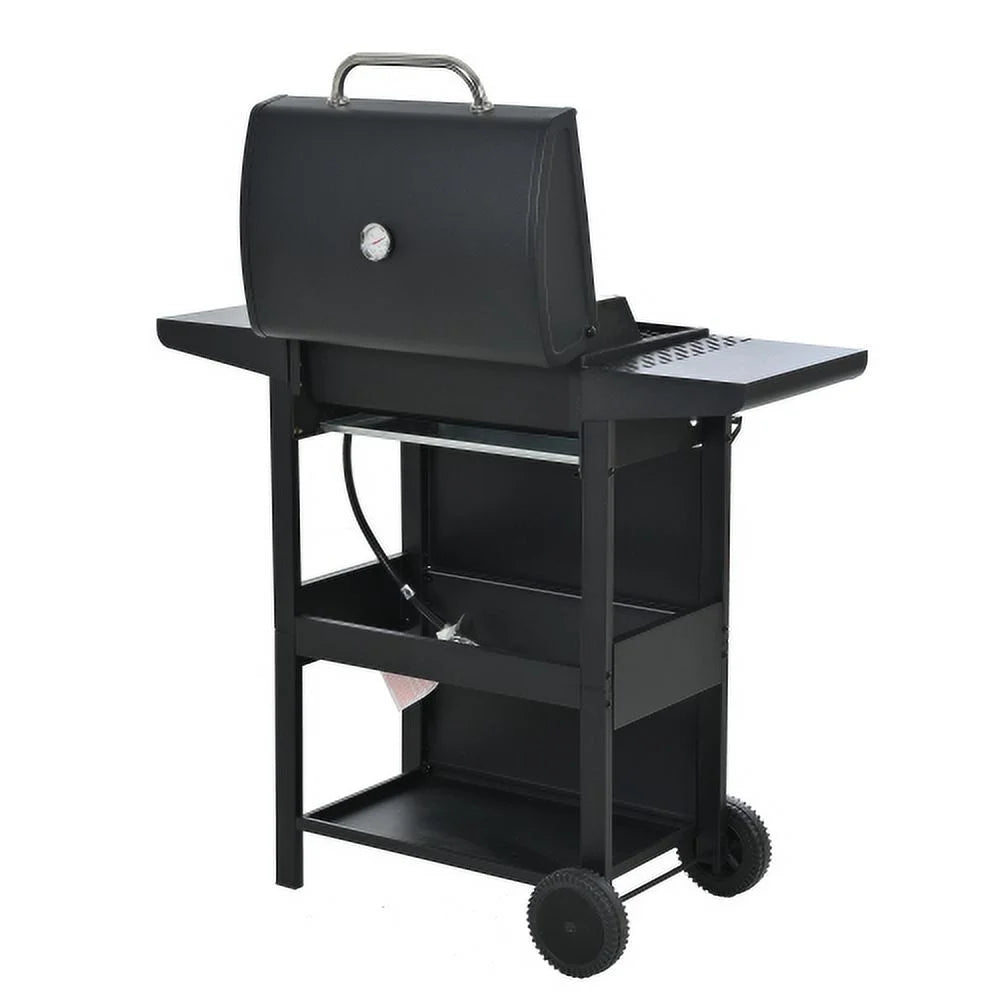 Outdoor 2 BBQ Garden for Propane Patio Shelves, Gas Portable Picnic Wheels, Grill, Backyard Lid, Steel with Top Grill Forclover and Side Cover 3-Burner Stainless