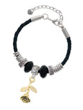 Sister Extender Celtic Leather Bracelet, Bead Goldtone Knot Lil Delight Jewelry Stemmed 7"+2" Rose