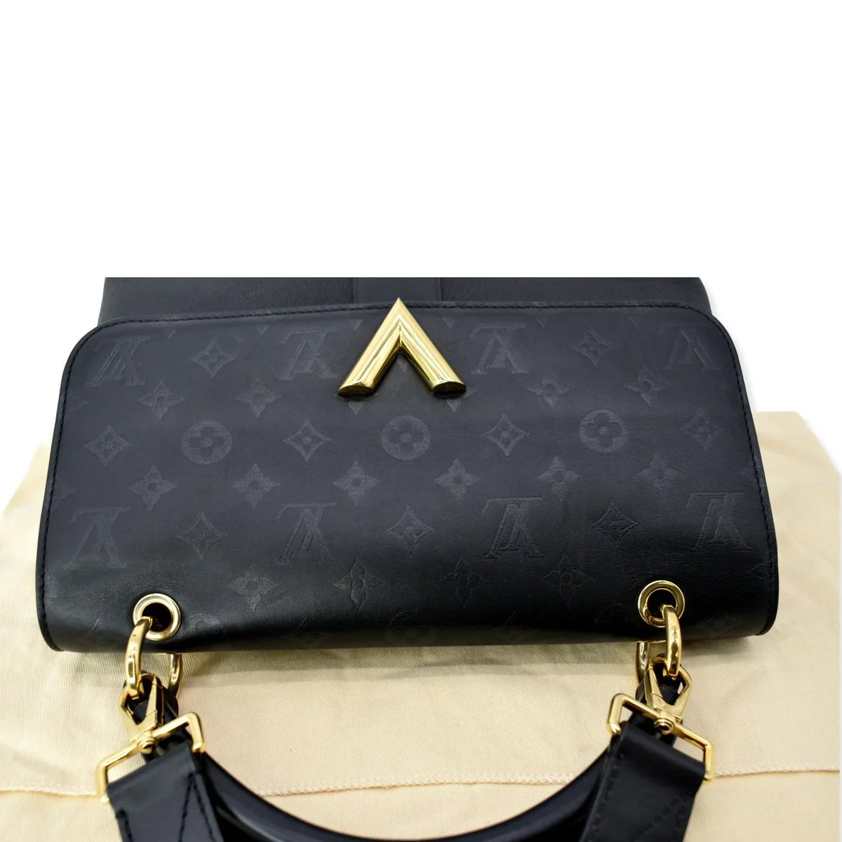 Very Bag Shoulder Leather Monogram Black LOUIS One Pre-owned Handle VUITTON