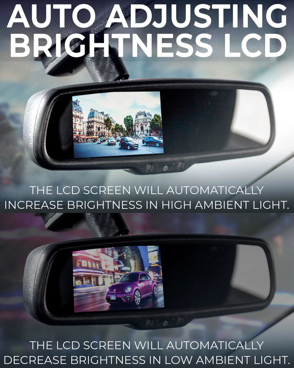 Display, 7" Master LCD View Tailgaters Enhanced Universal Video Visibility Mirror Rear Inputs 4 & Frameless with