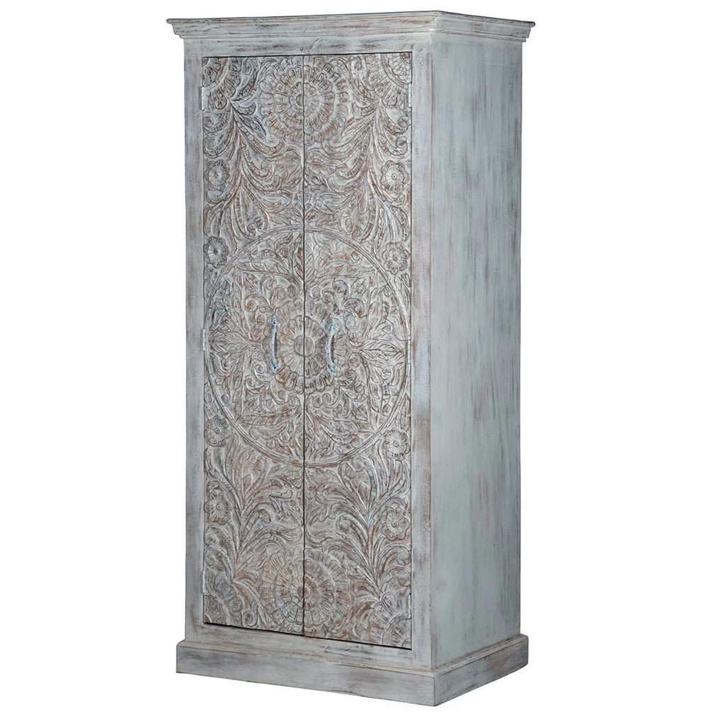 Shabby Chic Maadze Wardrobe White Carved