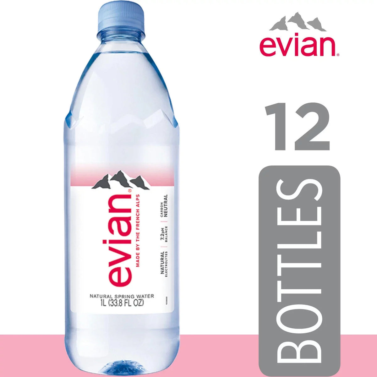 Natural Evian Spring Water pk. 12 1 A1 L,