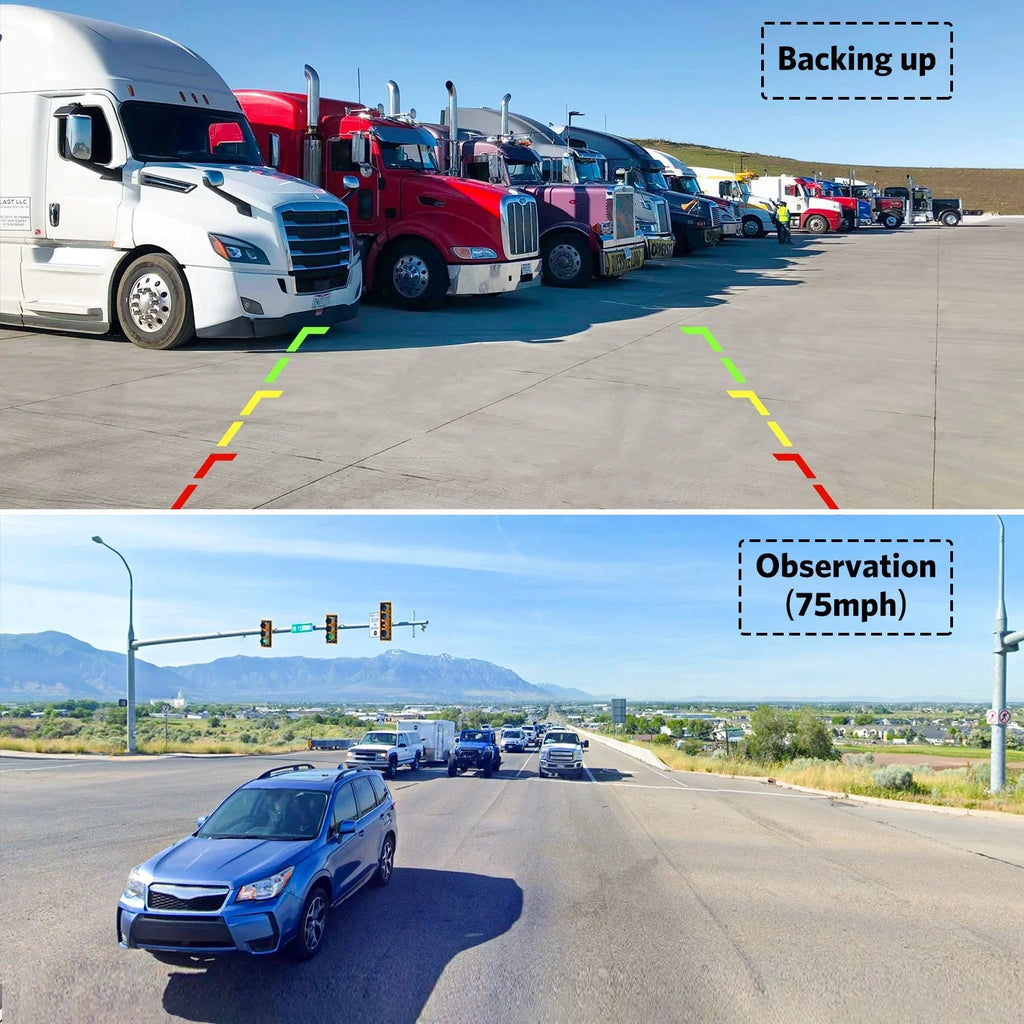Night High-Speed with Trailers/ Observation RV/ Parking Kit, HD 7" Wireless Rear Cameras for Waterproof View IR Camper/Semi-Trailer/Tractor Camera Lines Monitor Backup Vision Reversing with