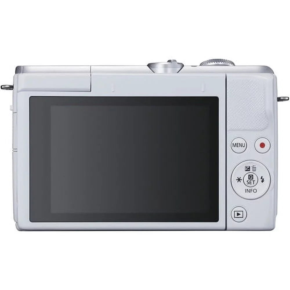 Digital with Canon M200 Spare Battery Lens + More 128GB Card 15-45mm + Mirrorless Camera Kit with EOS Memory (White)