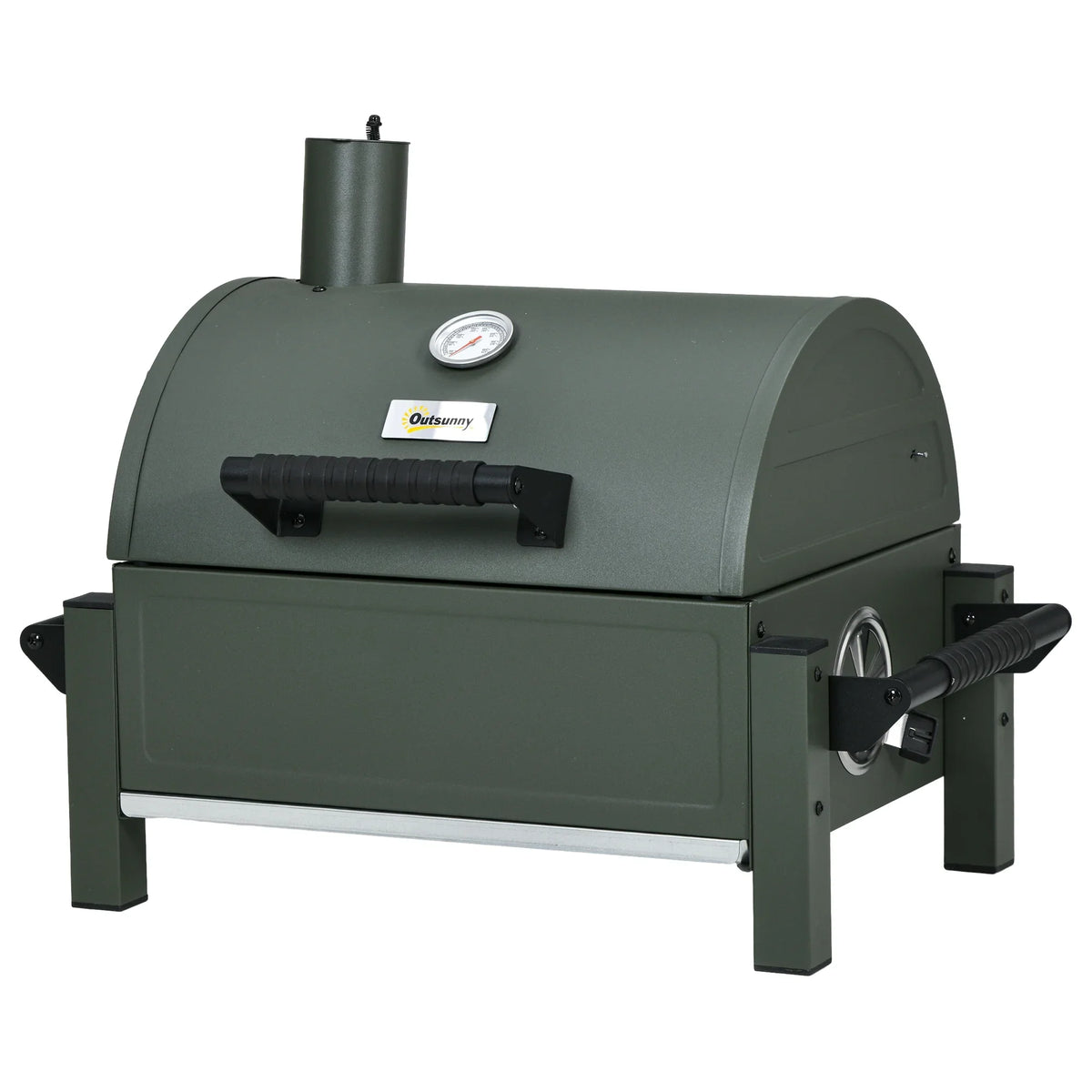 Tabletop Barbecue, Outsunny Grill with Charcoal Lid, Small Green BBQ