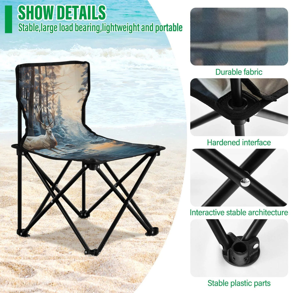 Chair Bag with Chair Folding Portable Beach in Forest Kids Lawn for Outdoor Winter Small Fishing Chair Carry Camping Chair Deer