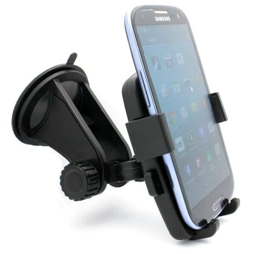 2 Rotating Mega Phone S6 Sport S5 Stand Cradle LTE Glass S906L Dock Mount Holder 2 Galaxy Window Suction Easy Car Active Samsung for Mini Active, (SM-G860P) Windshield On5 Black S4, Note Prevail ALW