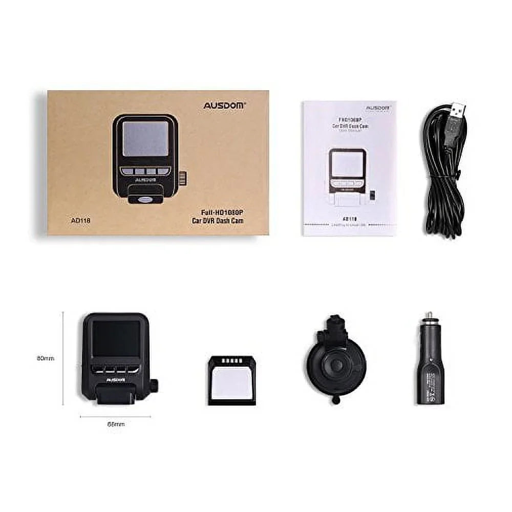 Resolution, FHD WDR, 1080p Ausdom L AD118 with Recorder Dashboard Camera 6-Glass