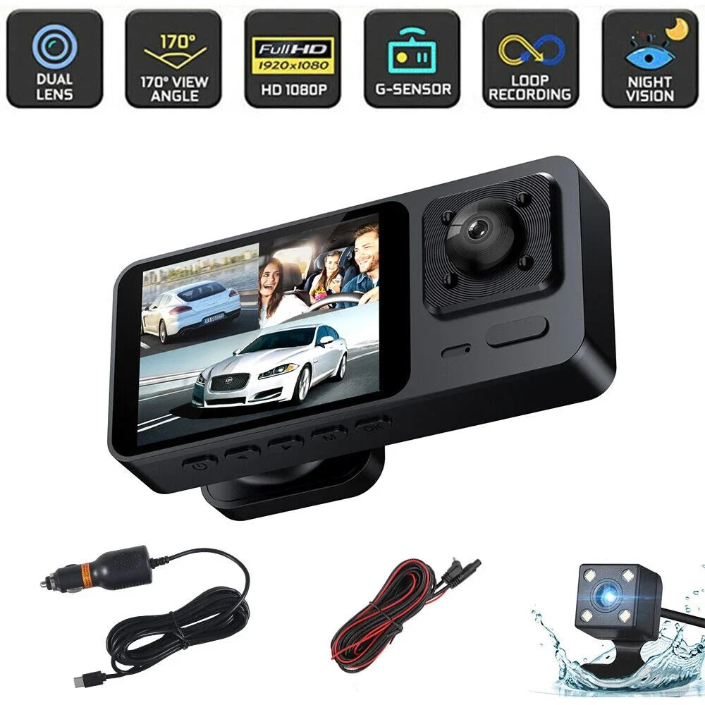 G-Sensor Lens Cam Recorder HD Front/Rear/Inside 1080P Dash Paddsun Dual Camera Video Car