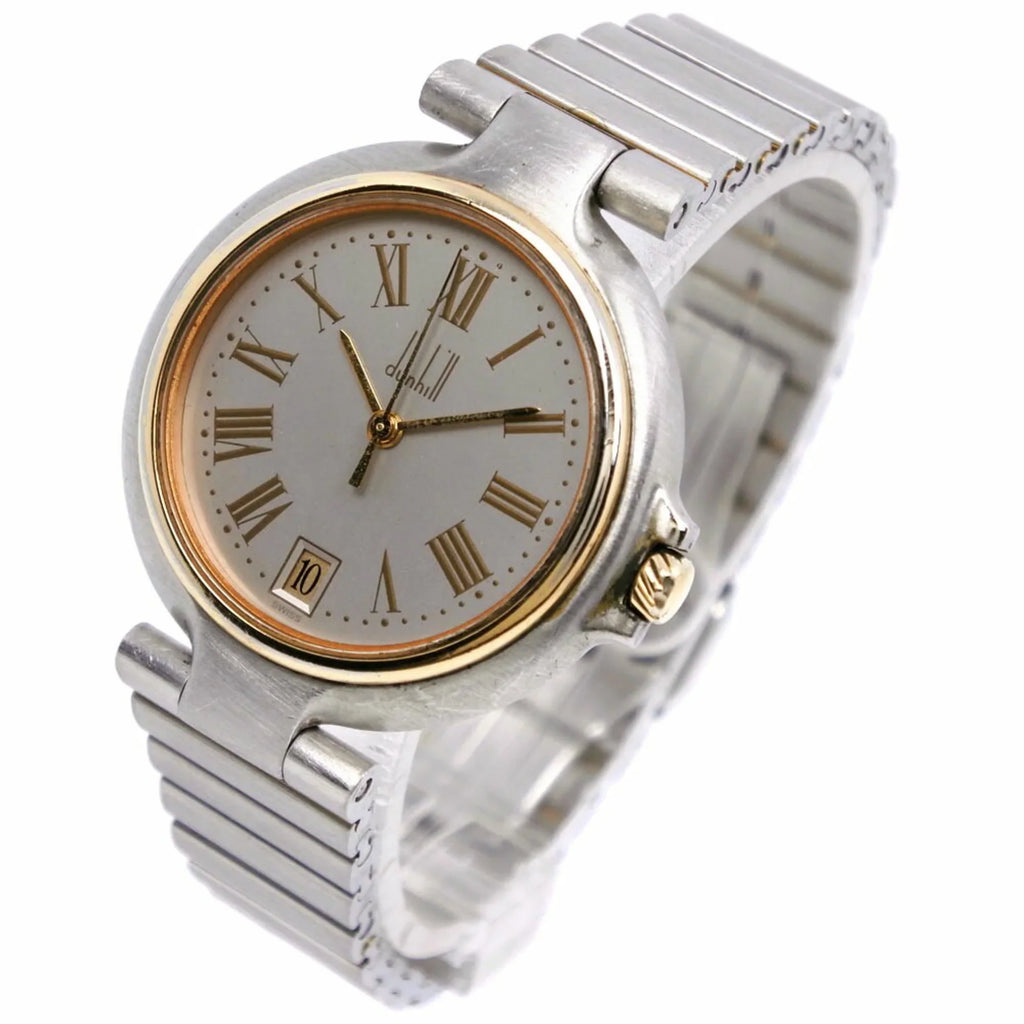 Dial Millennium (Fair) Made Silver Boys Analog Watch Swiss Pre-Owned Gray Steel Dunhill Quartz Stainless Display