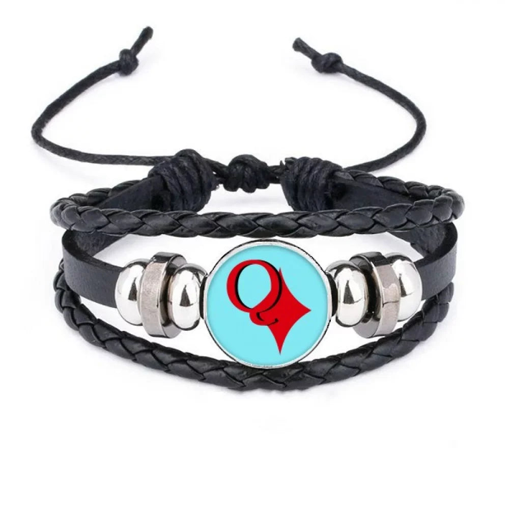 woven wealth braided rope wristband bracelet leather q queen poker