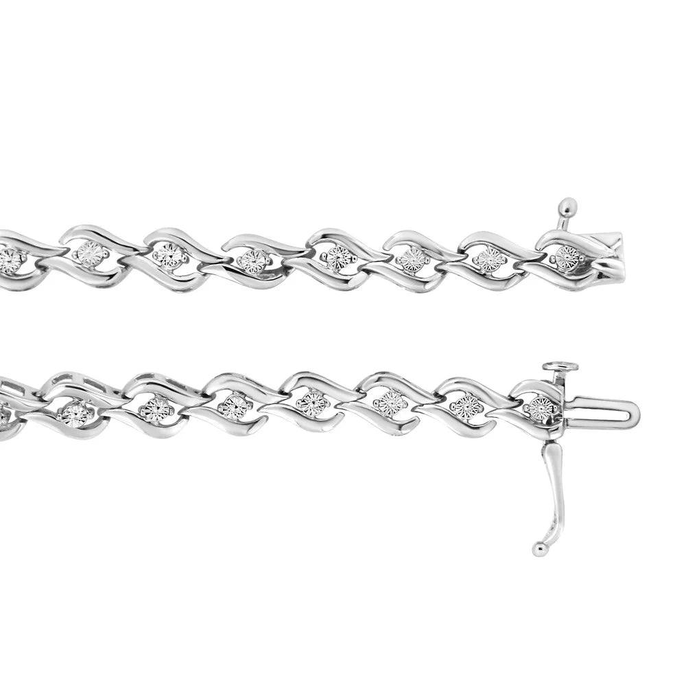 '- Color, Link Cttw Silver 7.25" Sterling Diamond Promo .925 Bracelet Round-Cut Clarity) (I-J 1/10 I3