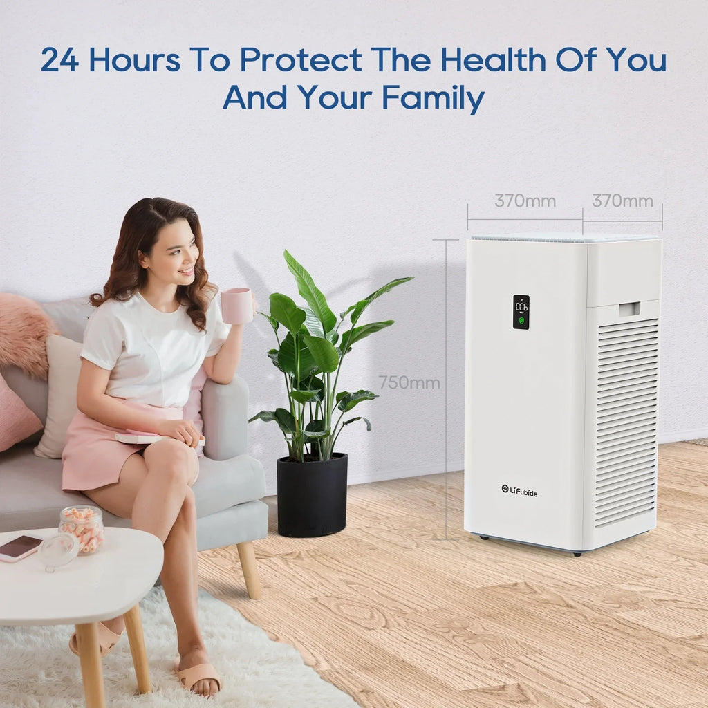 For Air Purifier Air Dander、Smoke、Odor、Dust， Bedroom, Low Removal Room Noise Smart HEPA,4555 Microns 0.01 Monitor, Of Sq.Ft Purifier, True Particles, H13 Coverage,24dB Pet PM2.5 Large Lifubide 99.99%