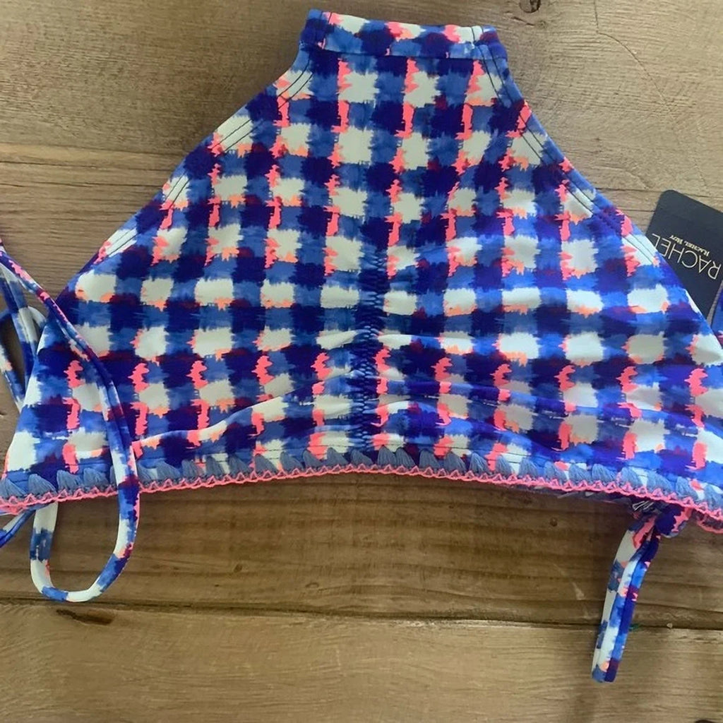 Roy Triangle Tie Bikini Bottom, Side CHECKERED BLUE Small US Swim Rachel