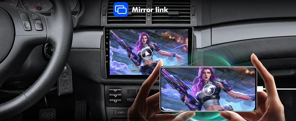 ZT for BMW Stereo 9-inch Carplay 12 Android Din Screen 75/MG QLED SWC Radio Backup Car Auto Double Android E46/M3/318/320/325/Rover Camera Support 6+128G Car Touchscreen with