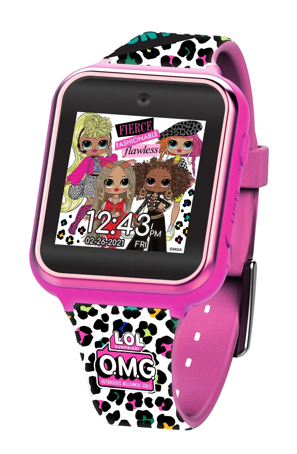 Unisex 40mm Entertainment Surprise! Pink iTime Child Smartwatch LOL MGA Interactive (OMG4029)