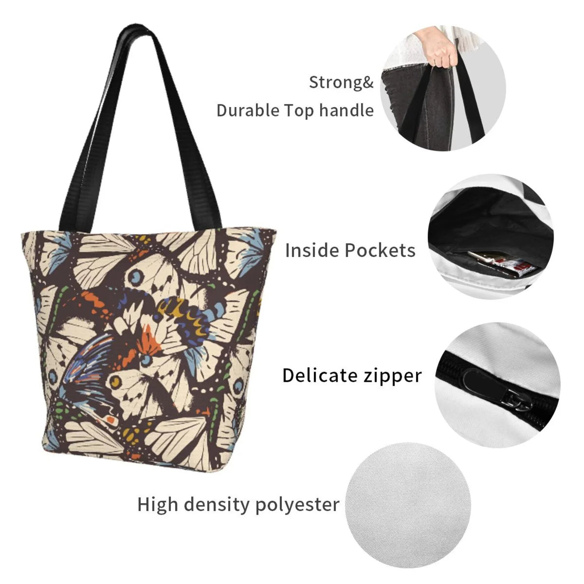 Women'S Tote Butterflies Handbags Vector Bag Lukts Bag Shopping Large Capacity Bag,Shoulder Hobos