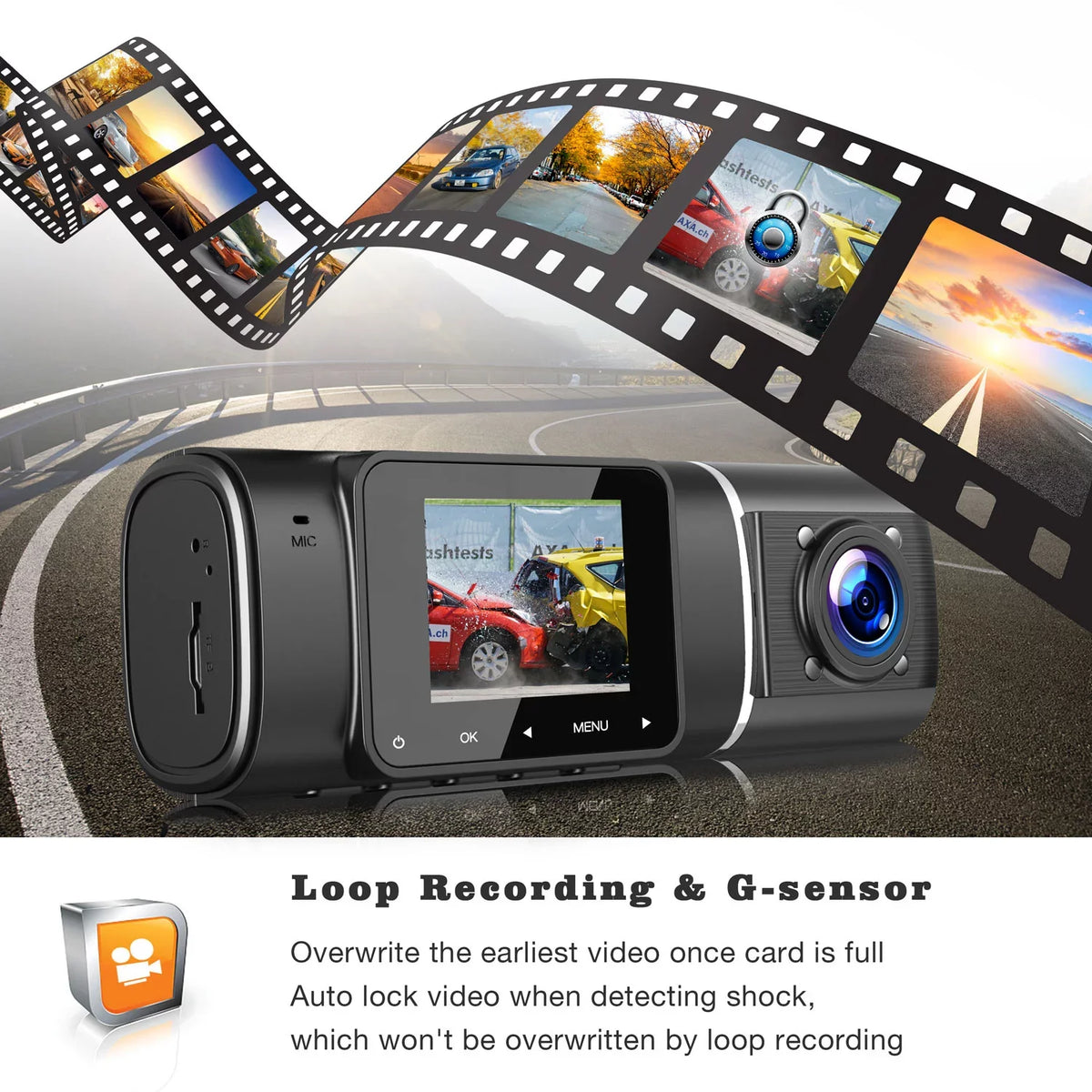 Camera Black Car Night and Vision Cam Front TOGUARD FHD Dash 1080P 720P HD Inside, IR