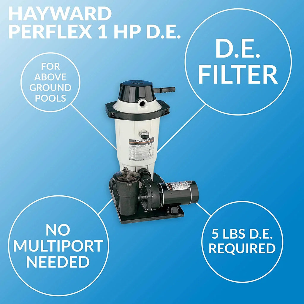 1-1-2HP Perflex Pump Hayward Matrix W3EC50C93S Above 25 System with D.E. Power-Flo Filter Extended-Cycle Ground Sq. ft.