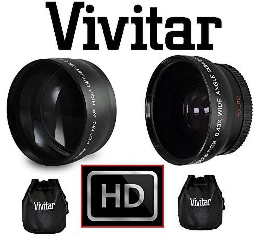 Wide 2-Pc Size Compatible) Kit Telephoto Hi-Def Lumix Lens Lens (58mm DMC-G7H & Panasonic For Set Angle