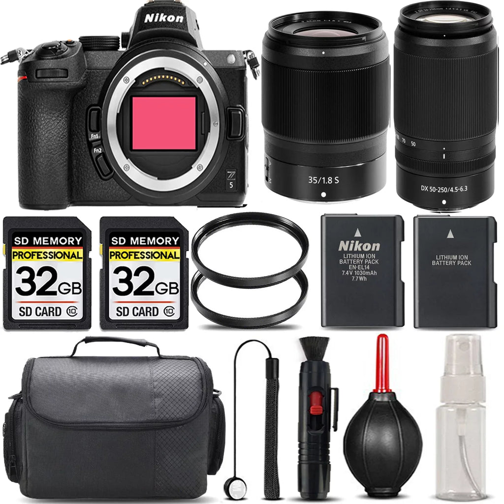Cleaning Battery Case + S Backup Lens Storage f/1.8 with Mirrorless Nikon + Z5 + + + Lens 50-250mm VR Kit 64GB Version Filter + - f/4.5-6.3 35mm International UV