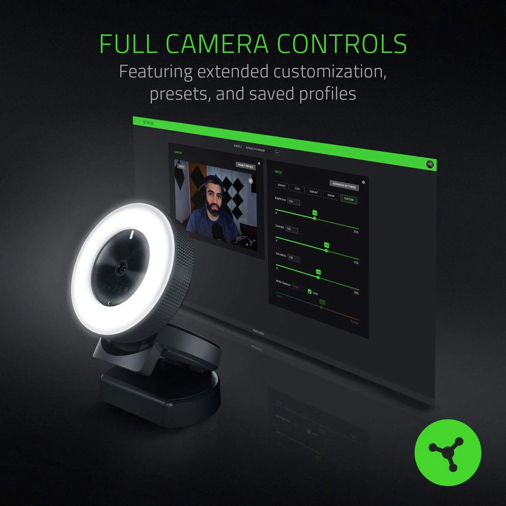 Autofocus Adjustable - 30 FPS Built-in Brightness Microphone Advanced Webcam: Ring Razer 60 1080p Kiyo w/ FPS Light - - / Streaming 720p