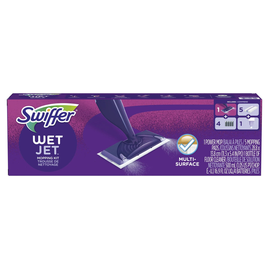 5 Kit WetJet Pads, Mop Swiffer 1 Mop, Floor Solution) (1 Cleaning Starter
