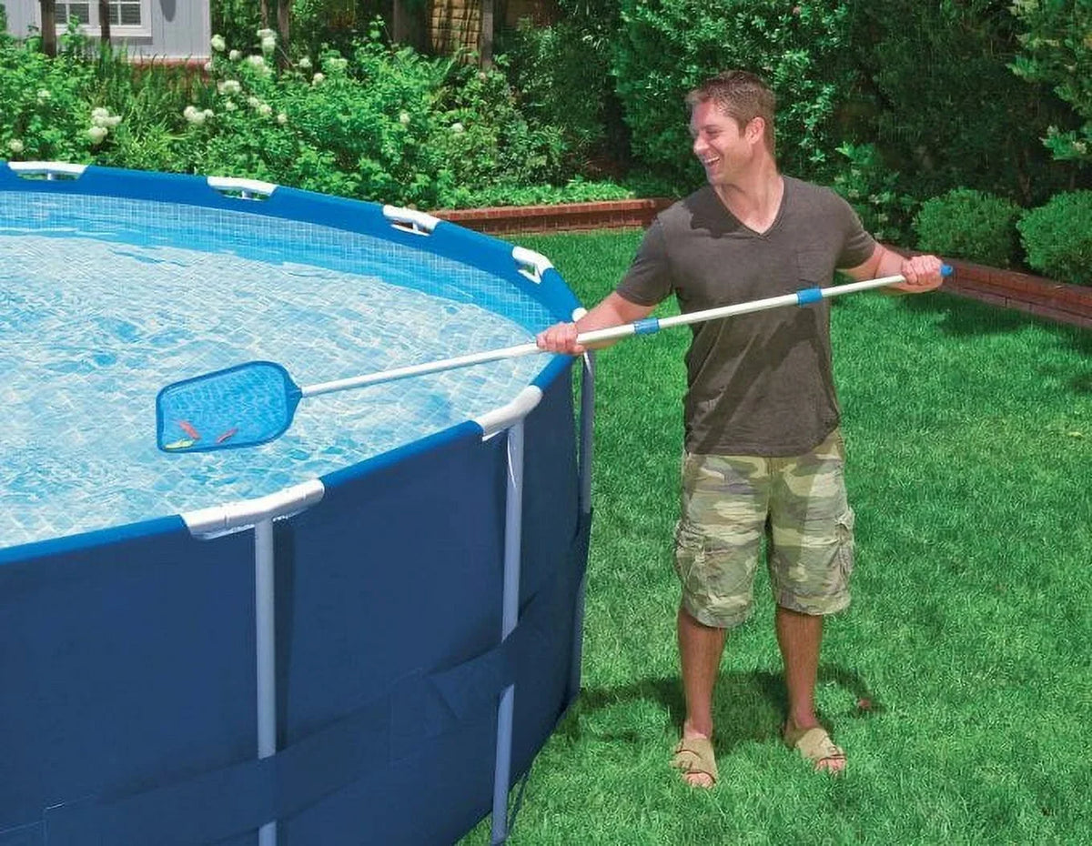 10' 30" and Ground INTEX Maintenance Swimming Prism Pool x Frame Kit Above