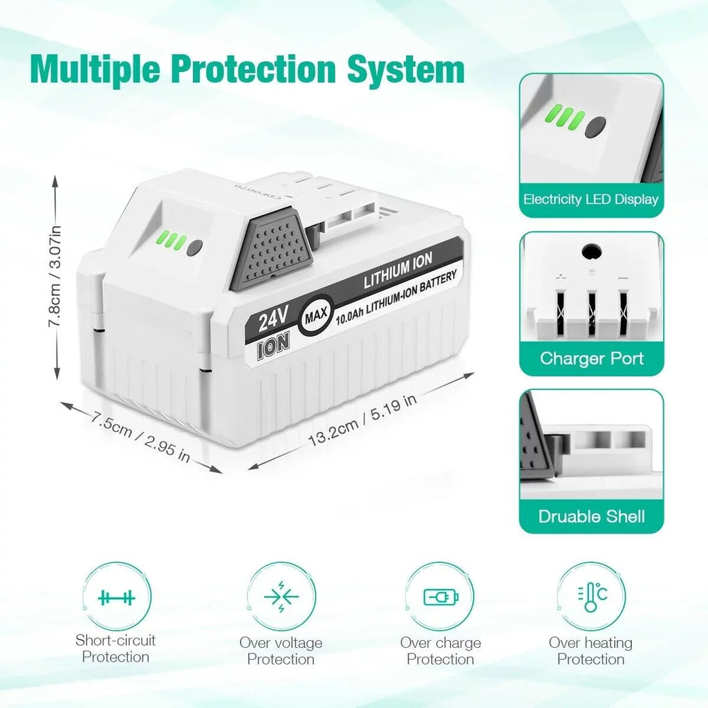 2Packs Joe Joe iON+ 24VBAT-LTE Blower Li-ion for Battery 24VBAT-LT 24V 10000mAh Battery All 24VBAT-LTW 24V Sun Snow Compatible with 24VBAT iON+ System for Joe and 24V-X2-SB18 Snow 24VBAT-LTX Cordless