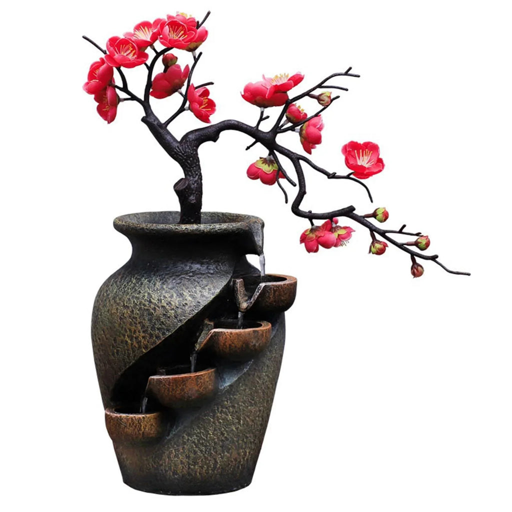 room Garden Living Vase Simulation Fountains Feng Decor Shui Relaxation Waterfall Gifts Office Craft Flower Creative for Desk Tabletop Water VaseThree-dimensional Soothing Fountain