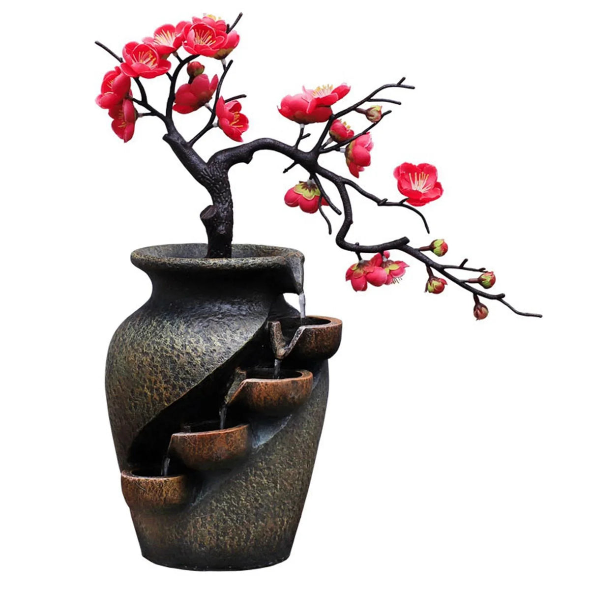 room Garden Living Vase Simulation Fountains Feng Decor Shui Relaxation Waterfall Gifts Office Craft Flower Creative for Desk Tabletop Water VaseThree-dimensional Soothing Fountain