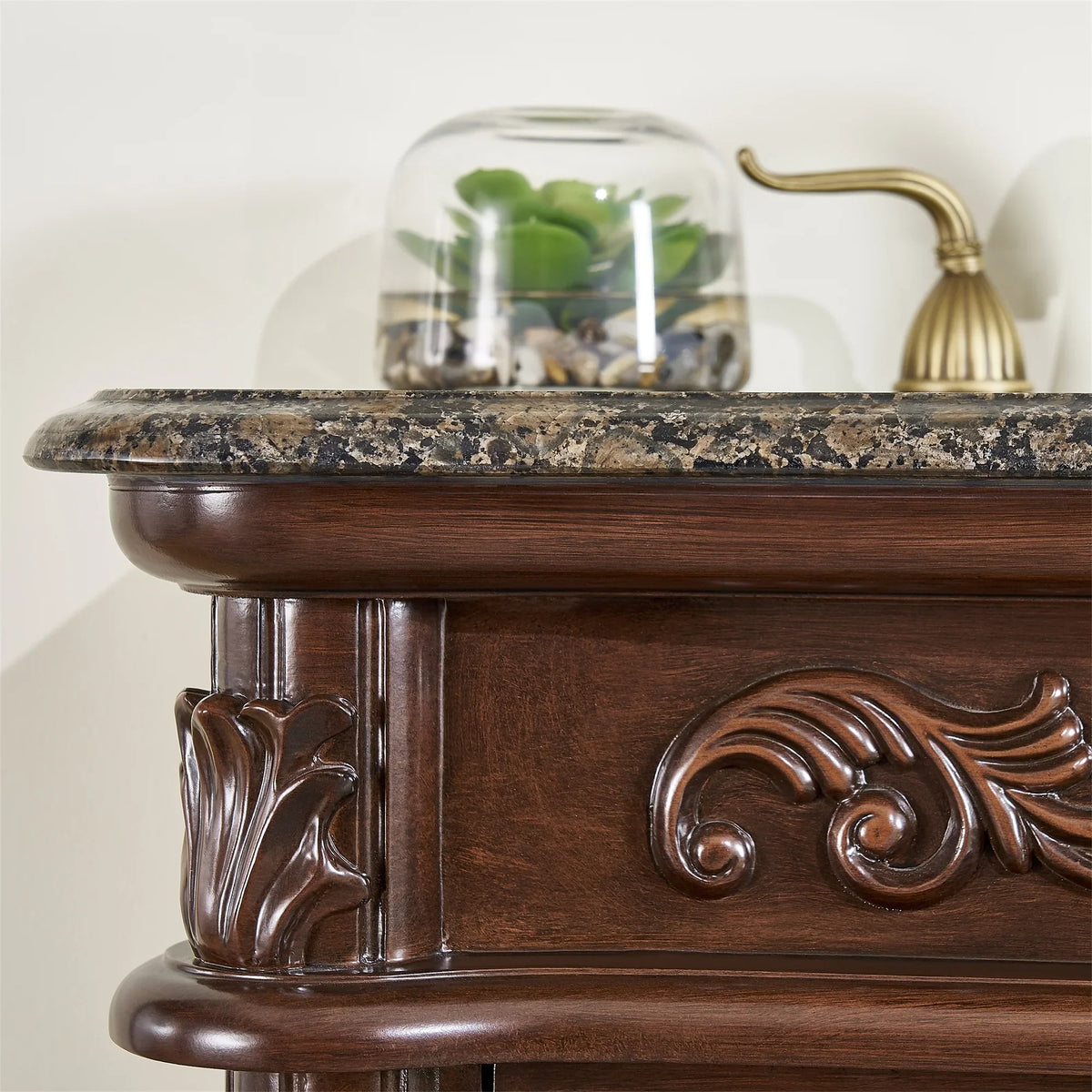 Double Saturn Sink Stufurhome Granite Baltic inch Top Brown with 60 Vanity
