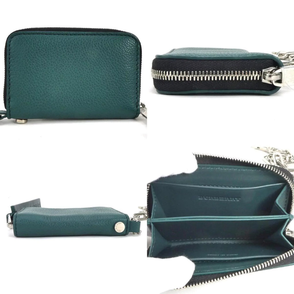BURBERRY green metal Pre-Owned coin men's case (Good) leather Burberry /