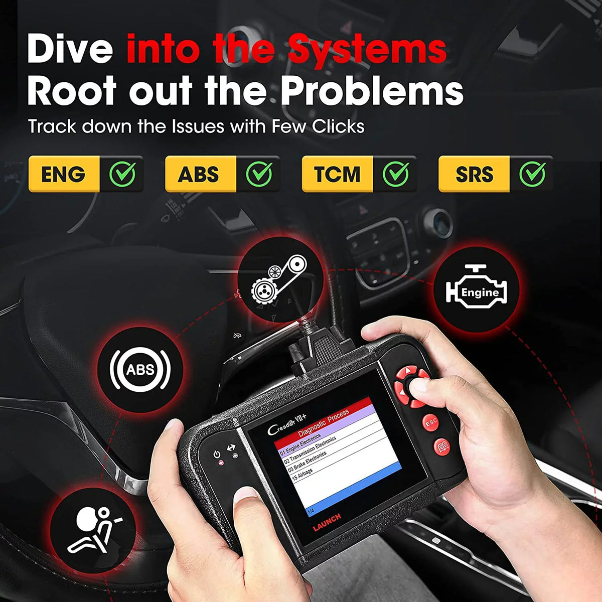 Launch Scanner Diagnostic VII+ Tool Creader Car Scan OBD2 X431 EOBD Reader (CRP123) Code