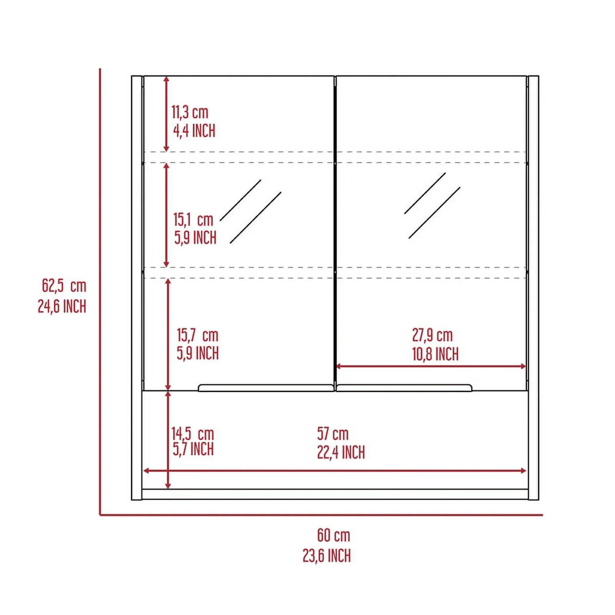 Square 2-Piece Cabinet Medicine & 63" One Set Linen Cabinet with Door Home
