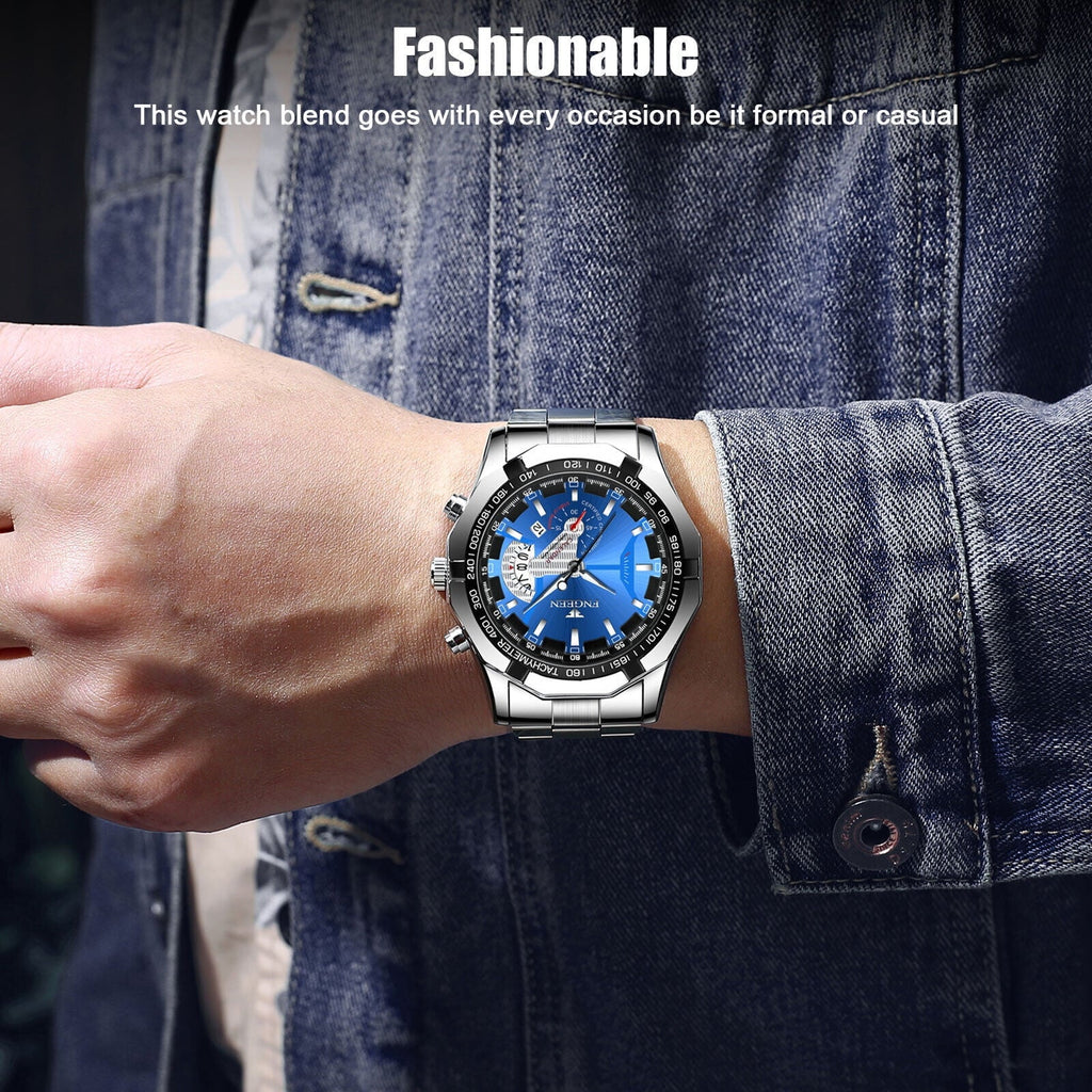 Luxury Men's Analog Quartz Wristwatch Stainless Waterproof Watch Classic Steel