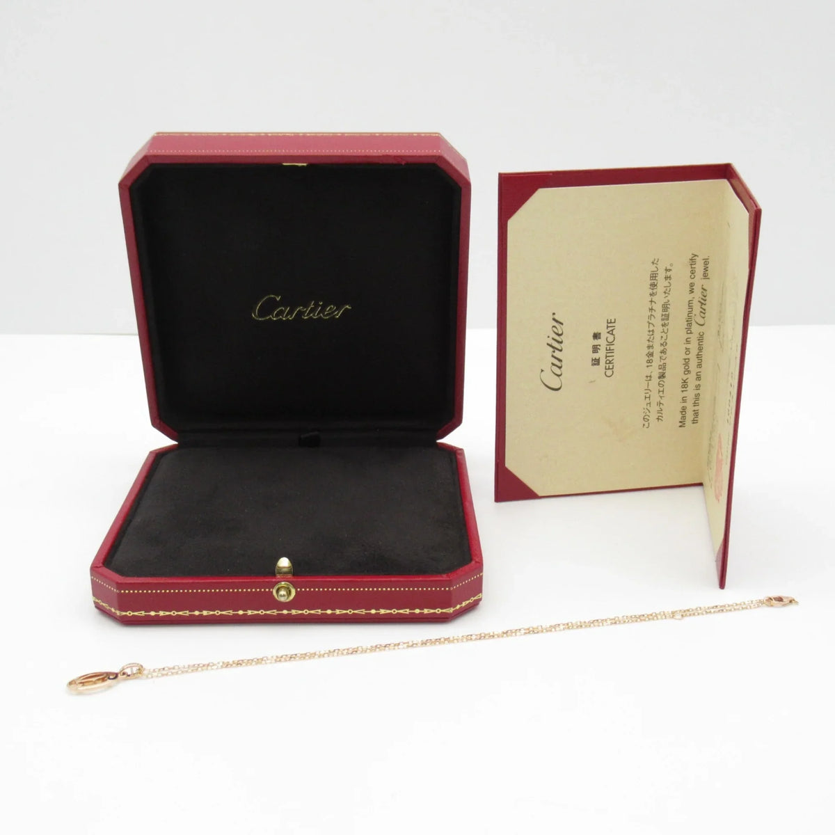 K18PG(Rose (Good) double Clear Clear Necklace Pre-Owned Gold) Necklace CARTIER diamond Logo