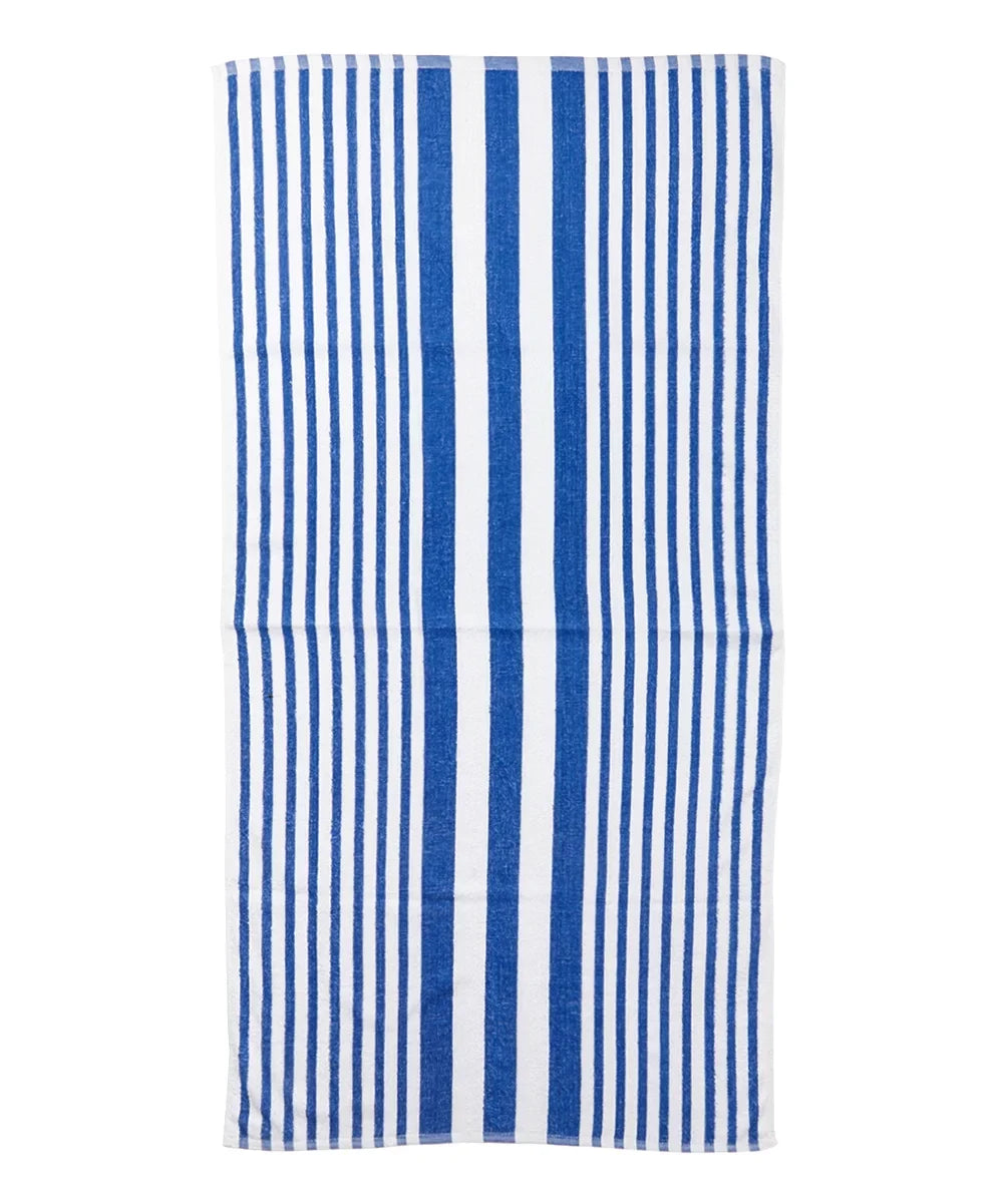Towels 60" Cotton Striped Spa Spun Beach Blue/White x Poolside Ring Pack 100% 30" Pool 6