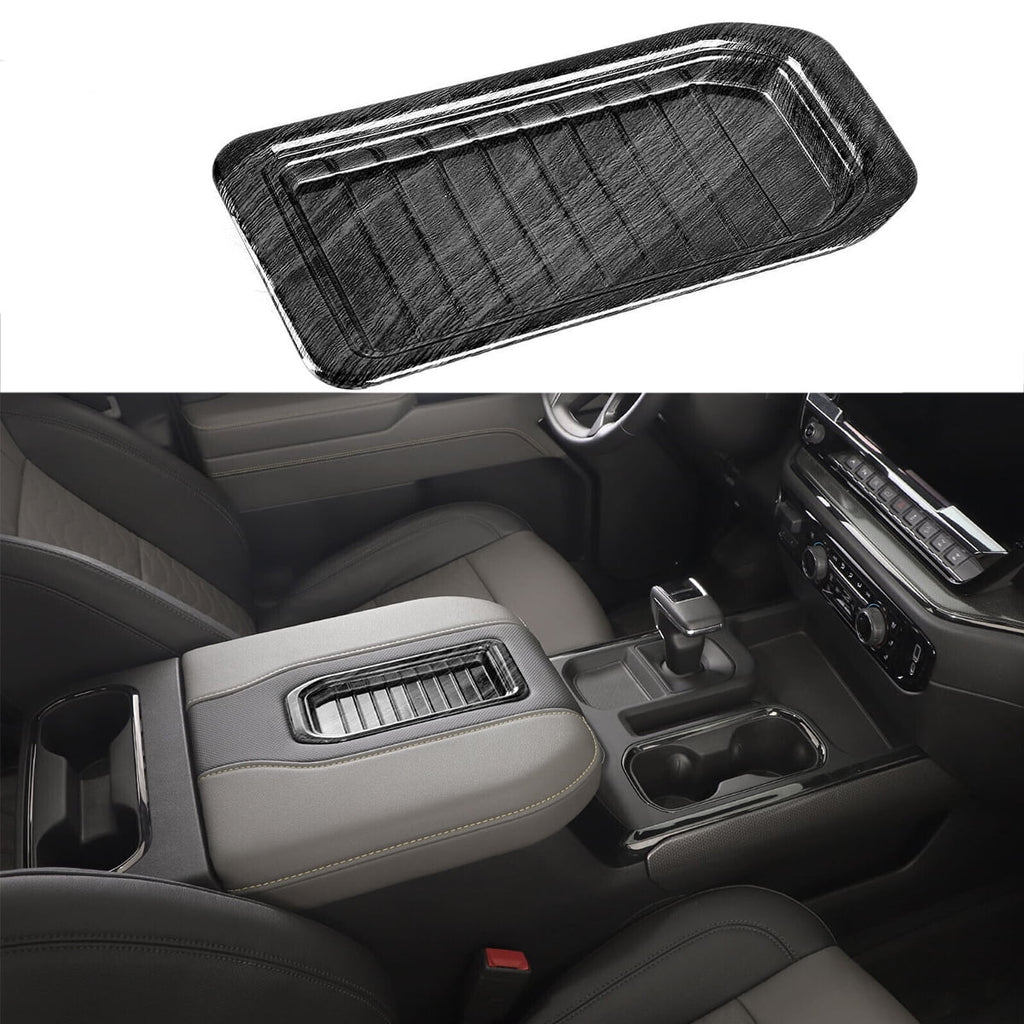 Suburban Trim Chevy Cover 2020 Tahoe Wood Storage 2021 Armrest Grain SIERRA Silverado For 2019 Center Box Fit Black 2022
