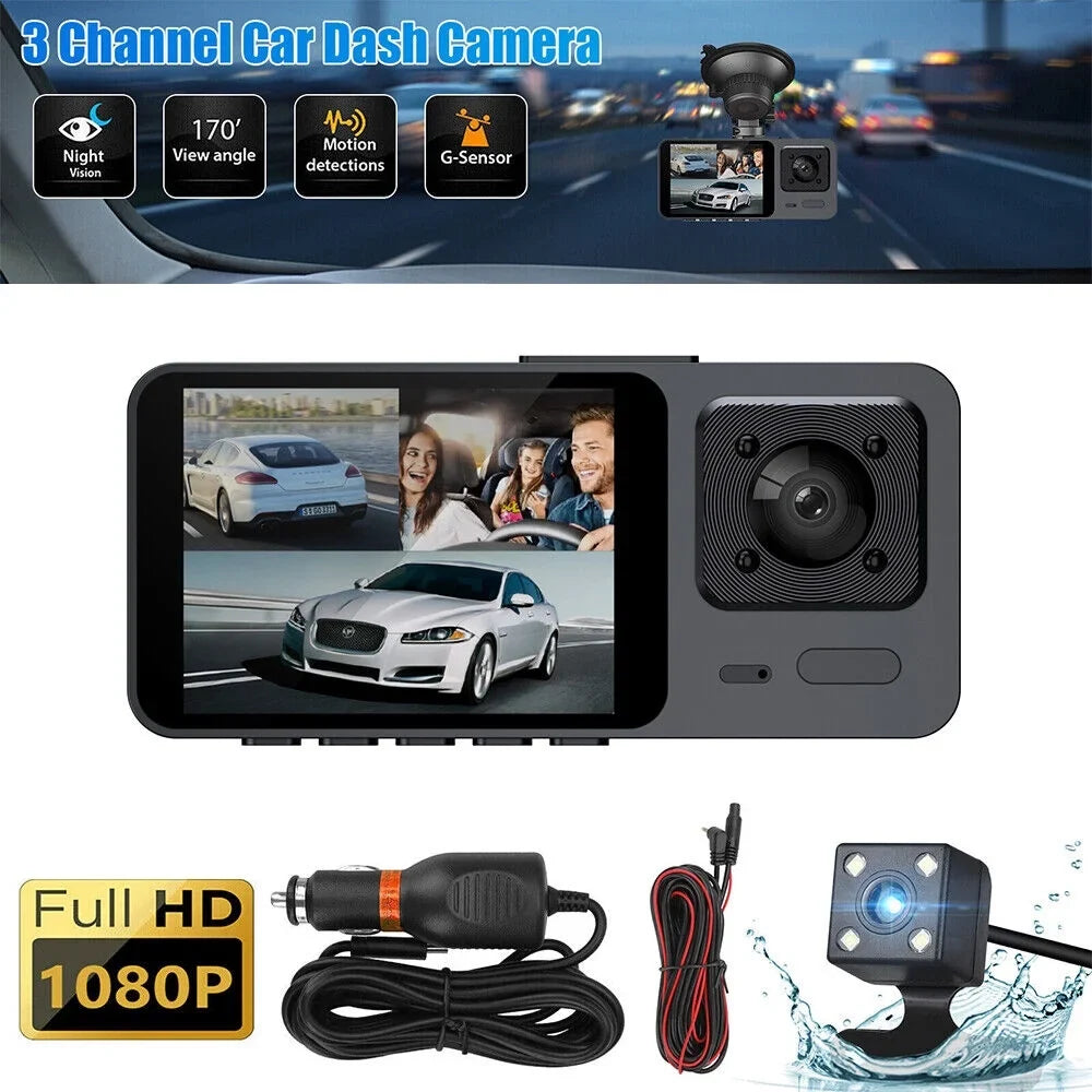 G-Sensor Lens Cam Recorder HD Front/Rear/Inside 1080P Dash Paddsun Dual Camera Video Car