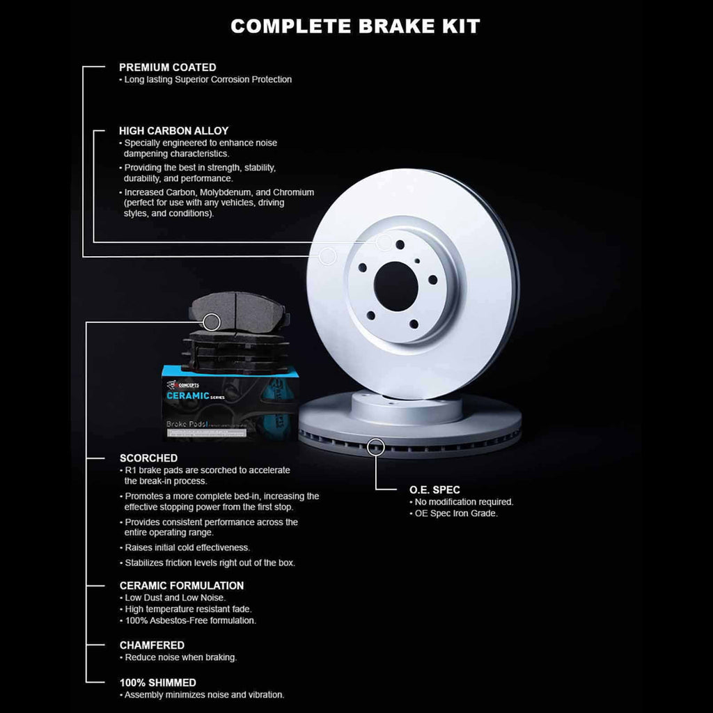 R1 Wdwh1 R1 Ceramic Coated Rotor Fits 2014-2022 Carbon Brake select: Concepts 2015-2017 JEEP CHRYSLER With Concepts 200 42031 Pads CHEROKEE,