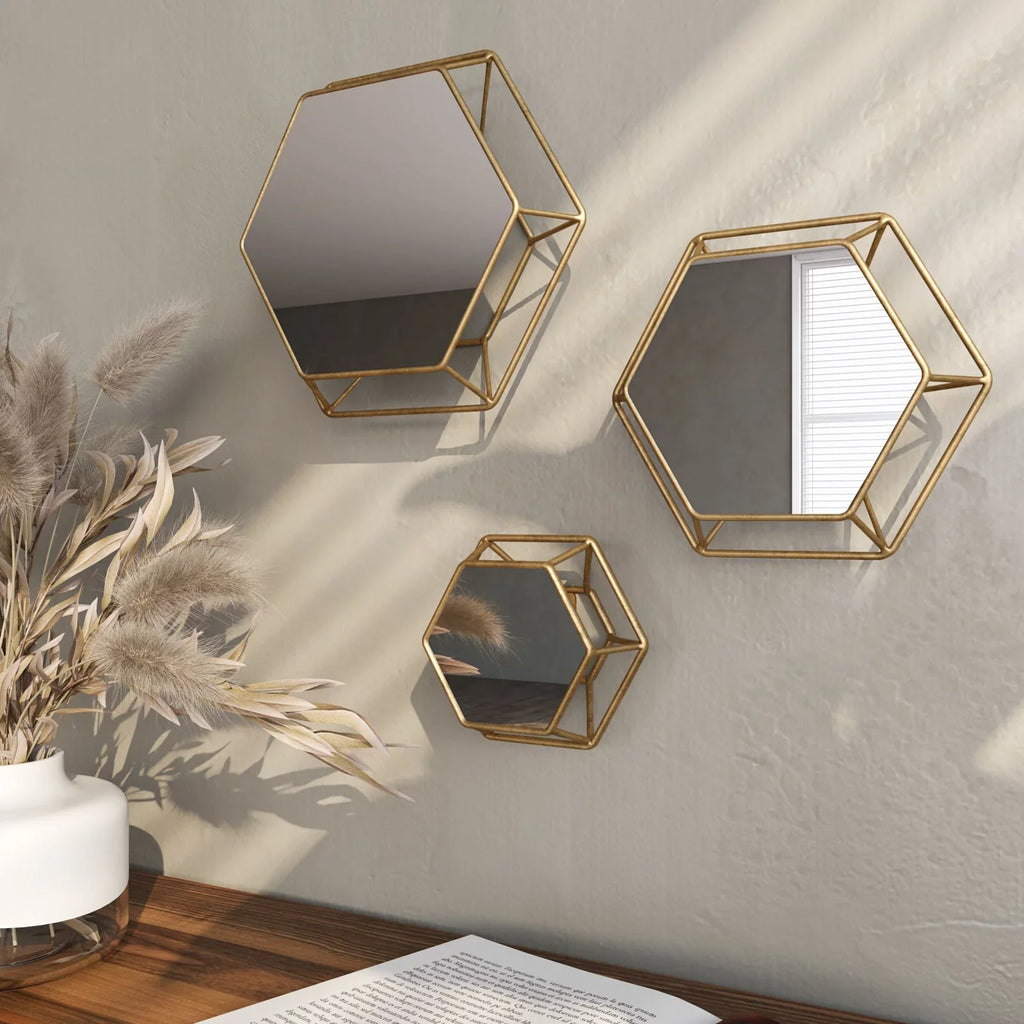 3) Wall Shanton Aspire of Brass(Set Mirrors Hexagonal by