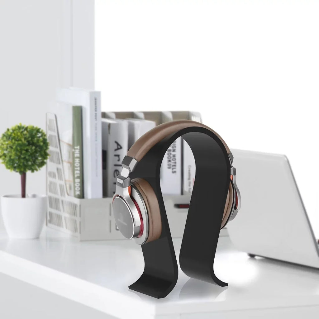 Acrylic Stand Headset Headphones, Compatible Geekria Display for Hanger JVC, Sennheiser, Olufsen Headsets Stand, Bang Philips, Omega with Gaming Desk & Over-Ear (Black) Headphone Sony, AKG,