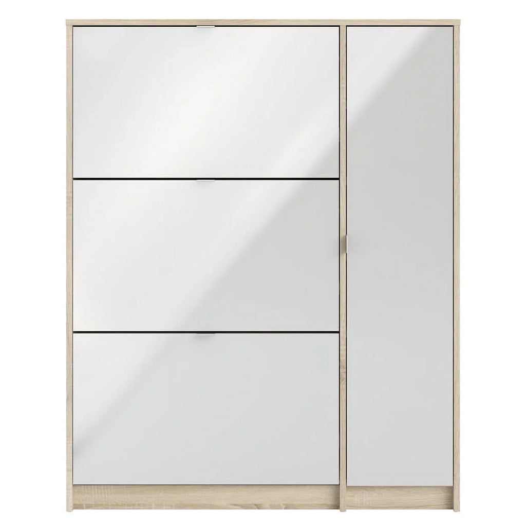 Allora Cabinet Layers Shoe Gloss Oak-White with & High 3 Drawer 2 Door in