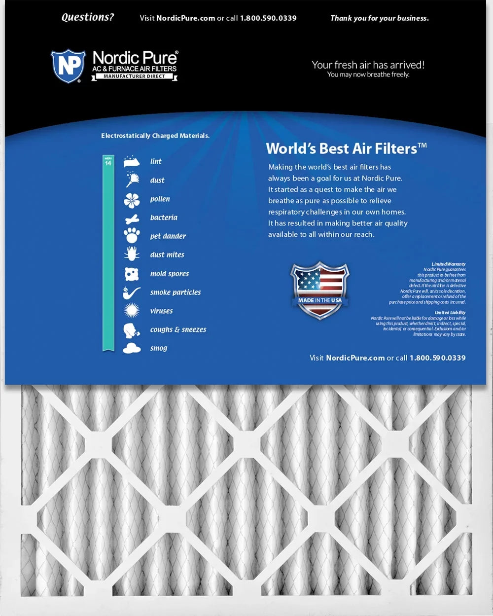 Nordic 12 MERV Pack Filters Pleated 14 18x24x2 Pure Air