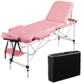 Backrest/Headrest/Armrest/Hand Massage Portable Alloy Salon Table Massage Spa 84'' with 3-Fold Bed, Massage Adjustable Pink Bed Yaheetech Couch, Equipment, Pallet,