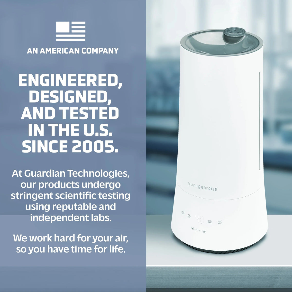 Humidistat, 90-Hour 420 Cool H997W with Sq. Humidifier PureGuardian 1.6 Ultrasonic Mist ft. Gallon