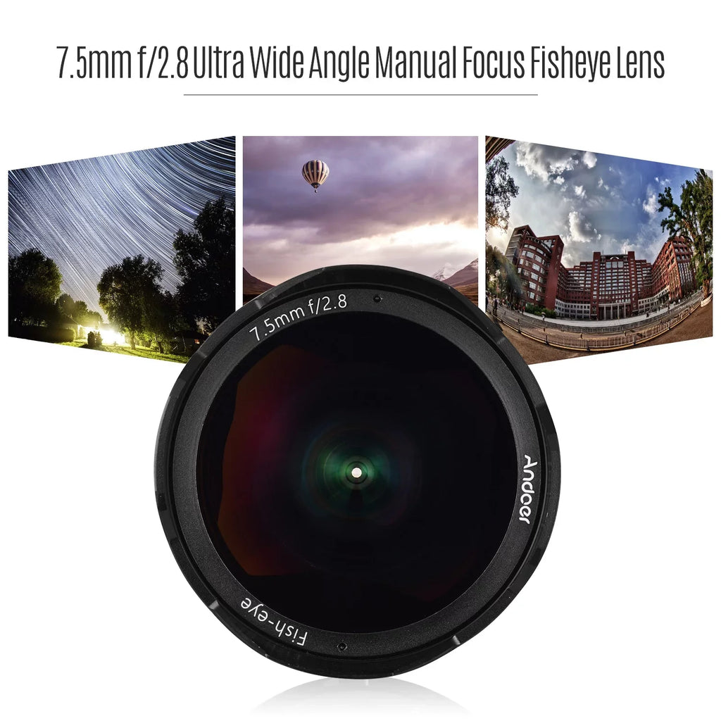 A6000 Ainn Fisheye Aperture Andoer Lens Manual E-mount lens,7.5mm Aps-c A6600 Camera E-mount F2.8 FrameLens F2.8 Compatible Wide 5100 Manual Lens Wide With A6100 Aperture 180° A6300 Camera