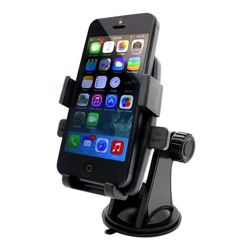 2 Rotating Mega Phone S6 Sport S5 Stand Cradle LTE Glass S906L Dock Mount Holder 2 Galaxy Window Suction Easy Car Active Samsung for Mini Active, (SM-G860P) Windshield On5 Black S4, Note Prevail ALW