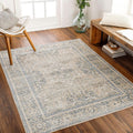 For Room, Machine Rug, Bedroom Blue Traditional X Living (2' Light East Carpet Area Or Rugs, Kitchen Washable) 3', Beige 2X3 Washable